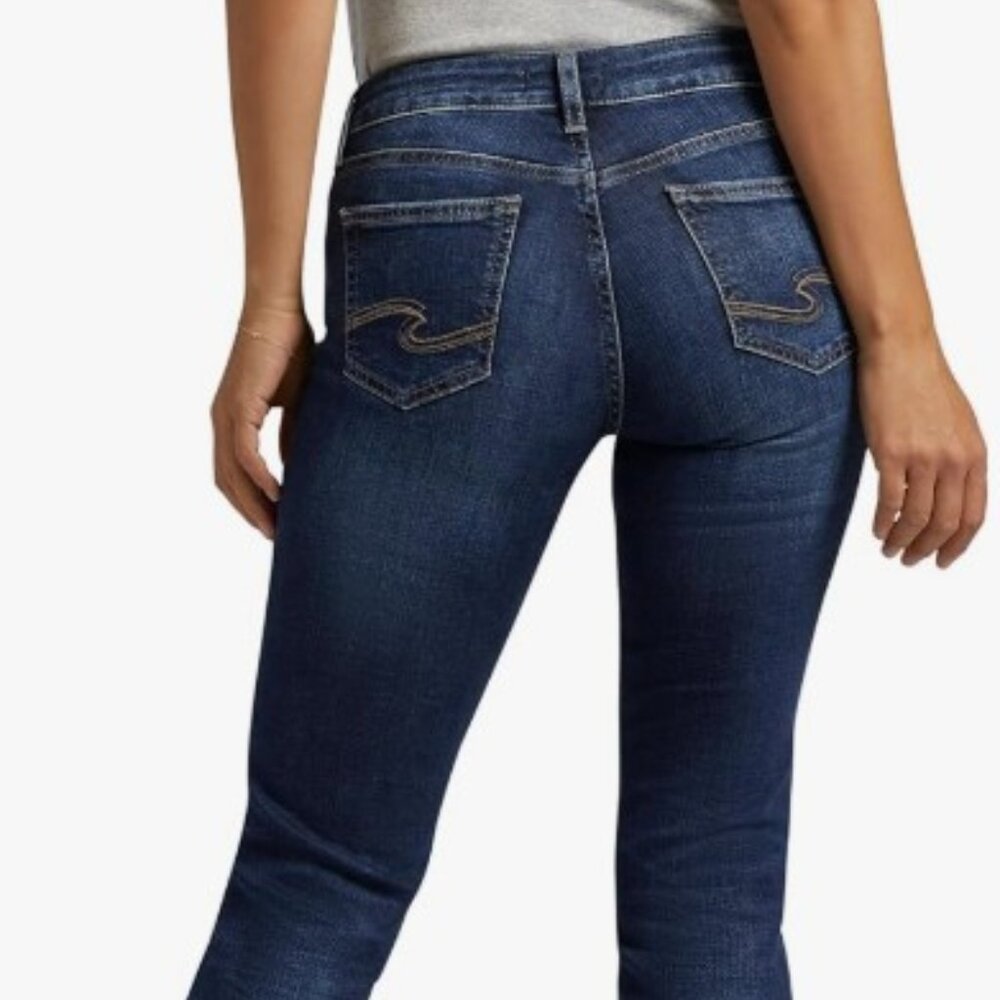 Silver Jeans Co Women's 29W x 33L Blue Suki Bootcut Denim Mid-Rise Dark Wash